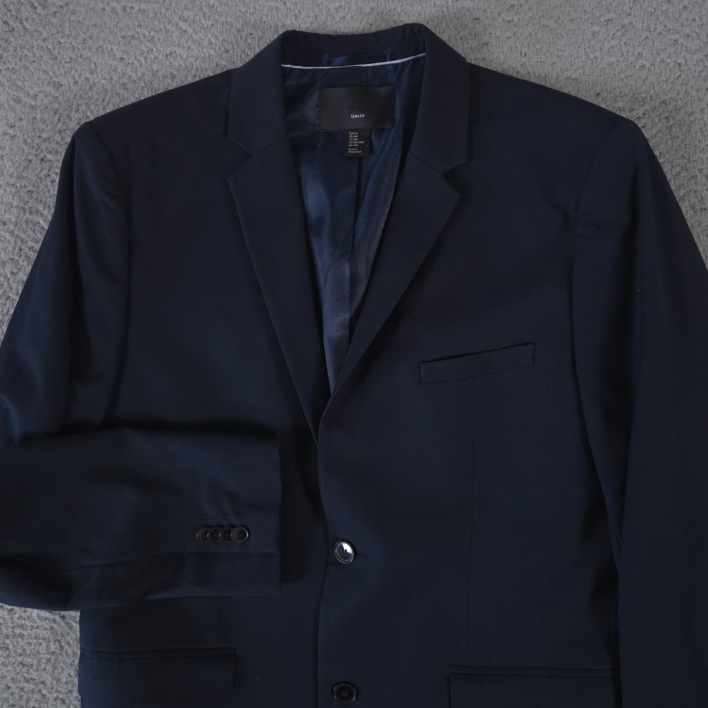H&M‎ Blazer Mens 44R Navy Slim Fit Jacket Sport Coat Stretch Formal Office Work